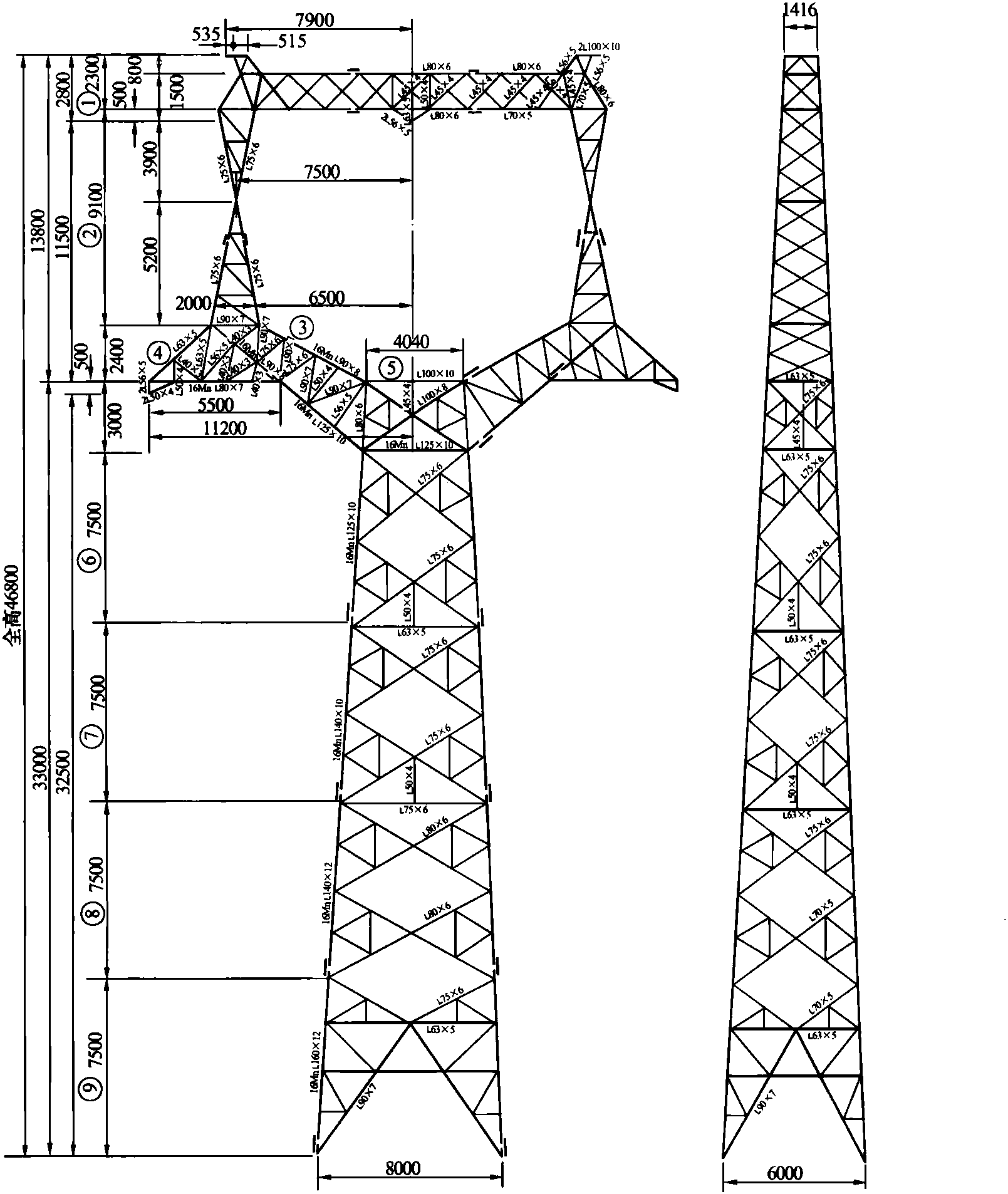 图3-32 DFZ<sub>1</sub>直线塔